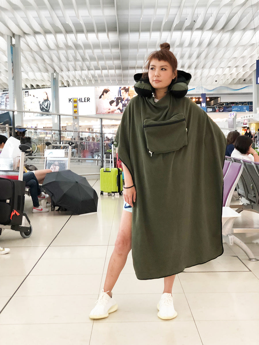 <A 000a001a92wx> Fungolia Packable Travel Blanket (Military Green)