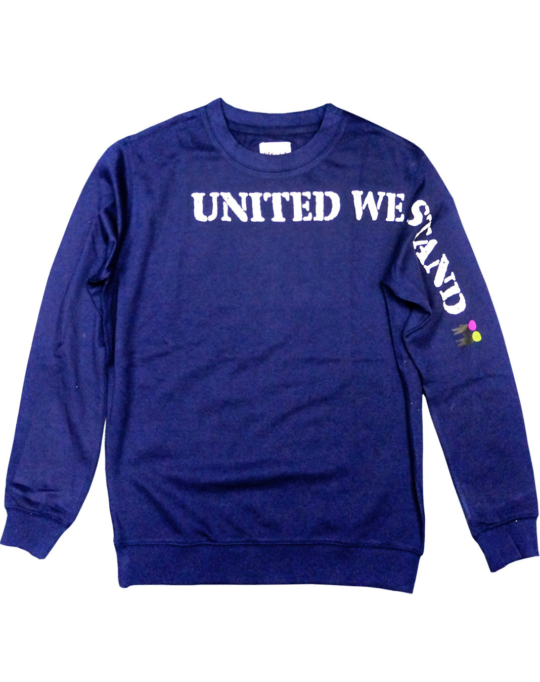 <A 000a001y6a09> Fungolia French Terry Crew Neck Sweatshirt - UNITED WE STAND (Navy Blue)