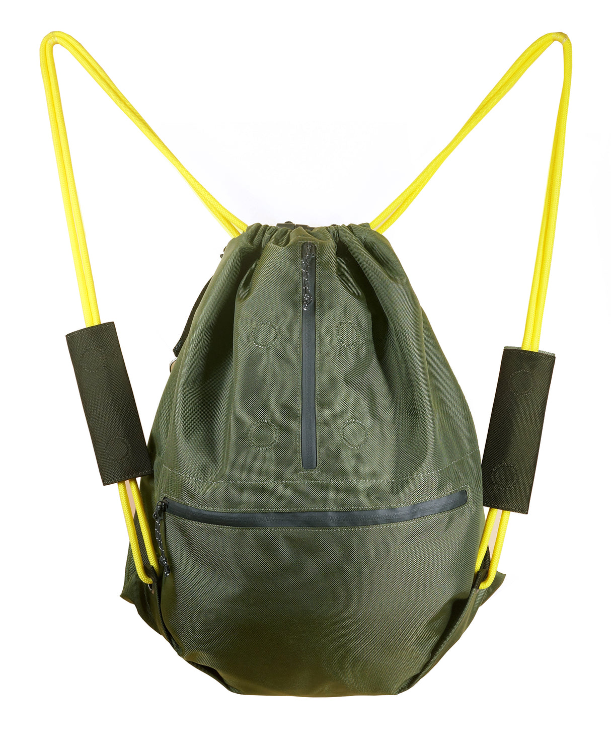 <A 000a001l02> LARGE SIZE Premium drawstring backpack (Green/Yellow)