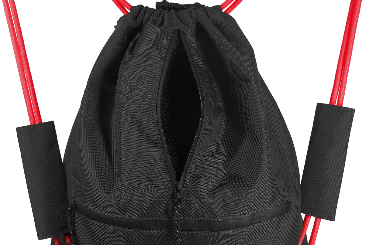 <A 000a001l03> LARGE SIZE Premium drawstring backpack (Black/Red)