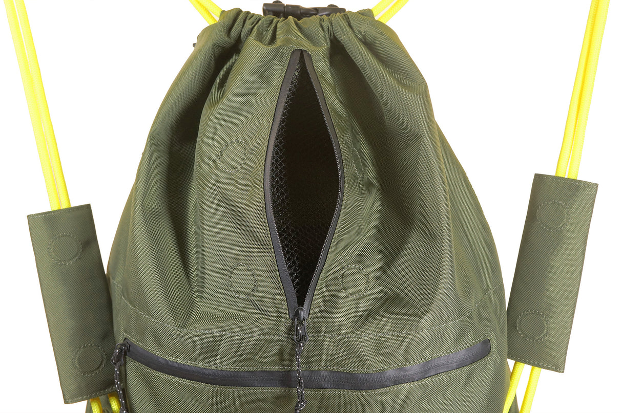 <A 000a001l02> LARGE SIZE Premium drawstring backpack (Green/Yellow)