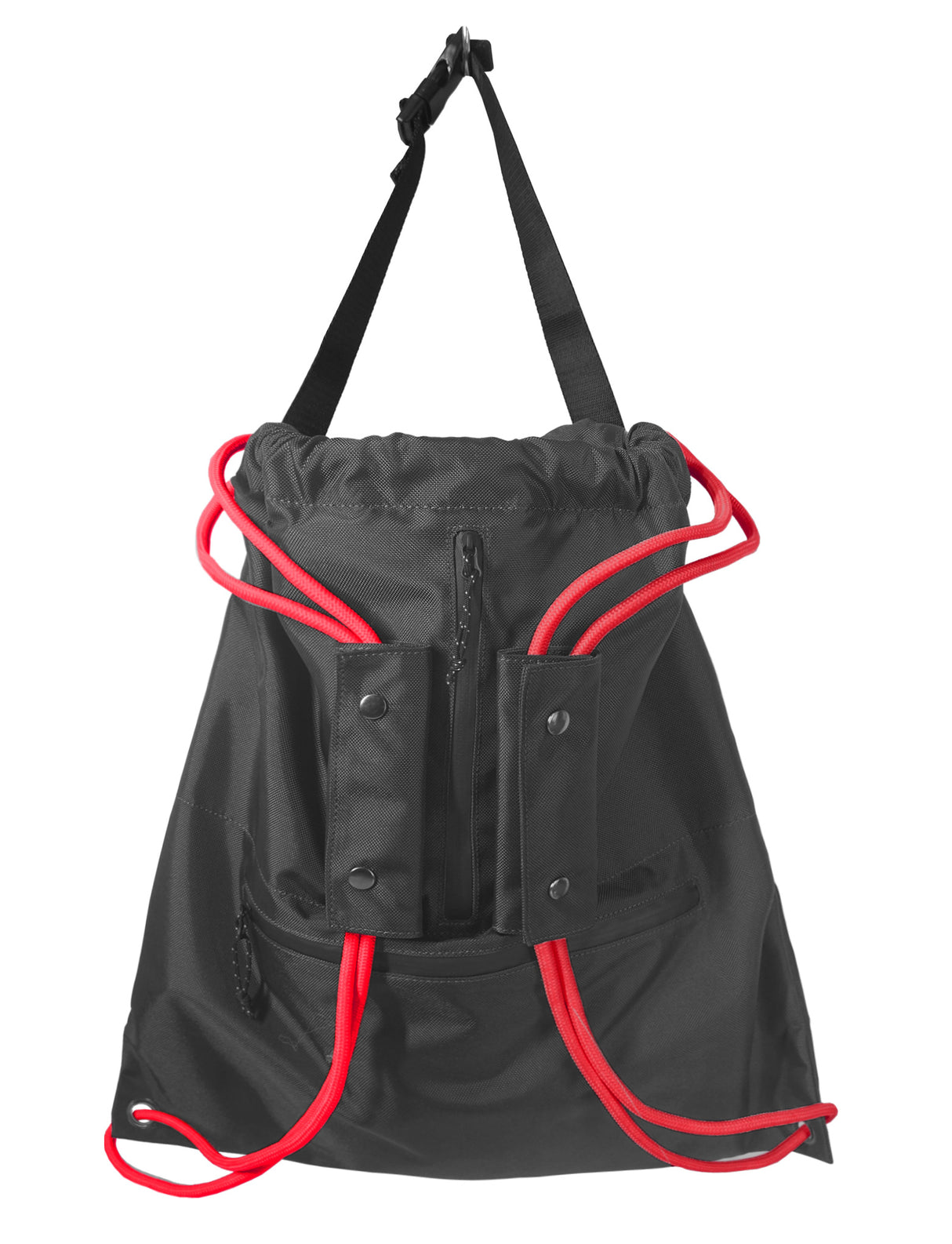 <A 000a001l03> LARGE SIZE Premium drawstring backpack (Black/Red)
