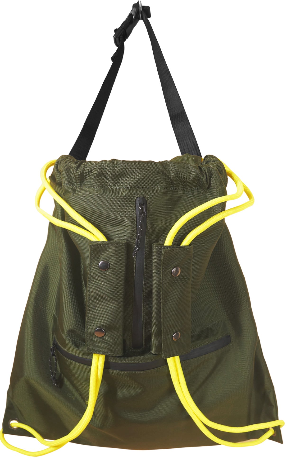<A 000a001l02> LARGE SIZE Premium drawstring backpack (Green/Yellow)