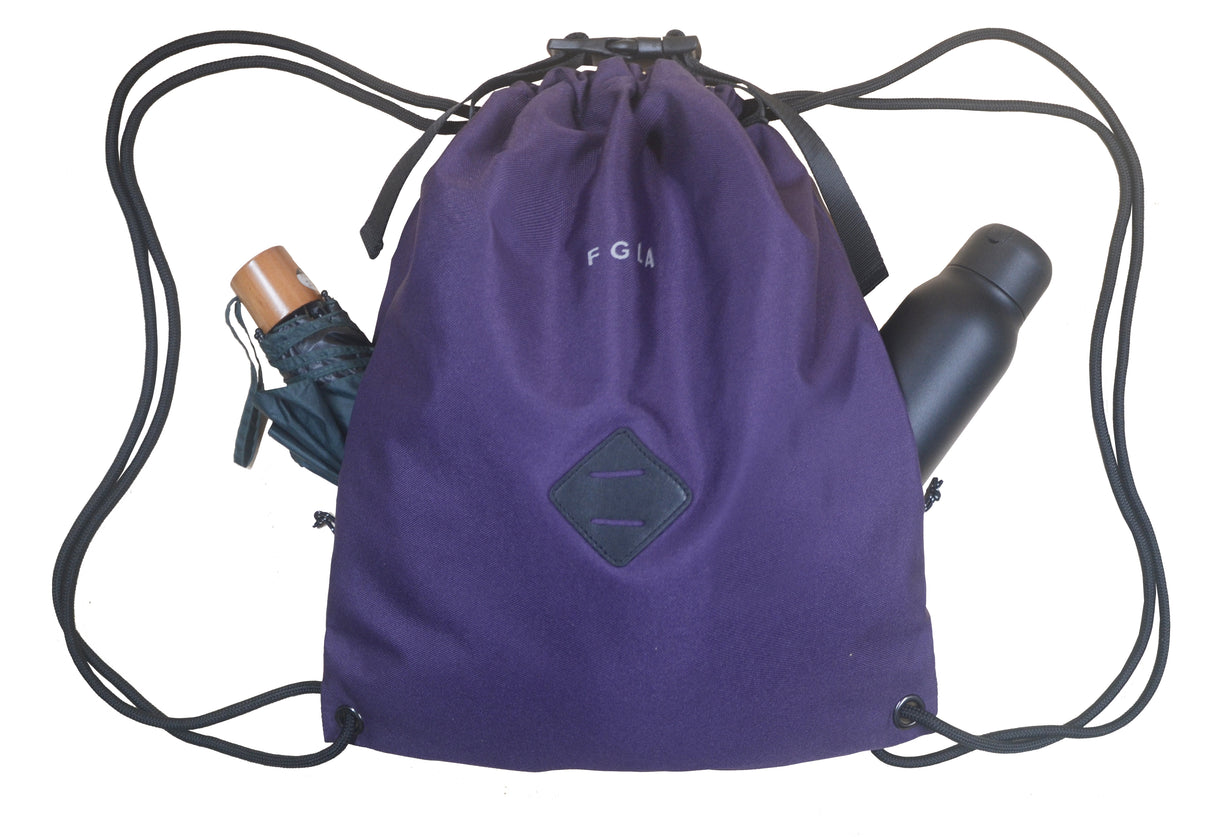 MID SIZE Premium drawstring backpack (Purple/Black)