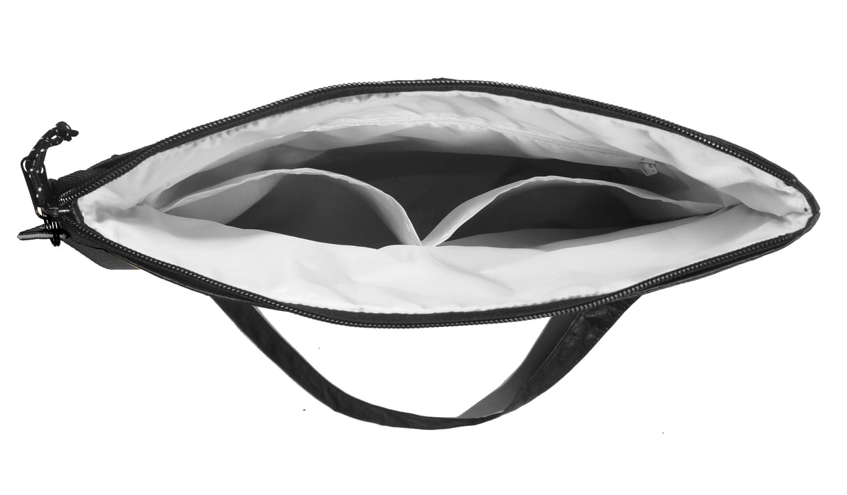 <A 000a001k04> Fungolia Mid-size Tyvek Shoulder Bag (Black) (With KOVID-TEX Antimicrobial Lining)