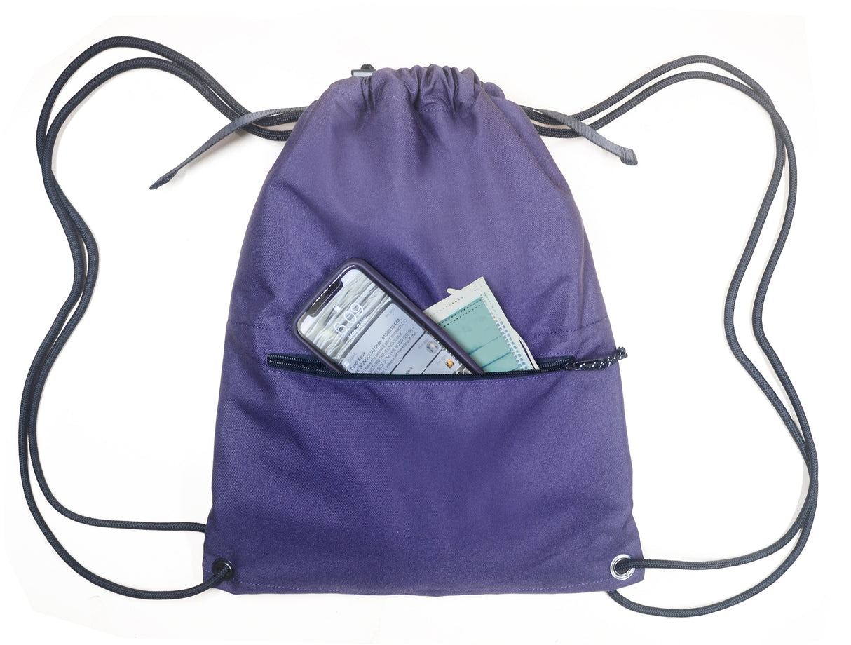 MID SIZE Premium drawstring backpack (Purple/Black)