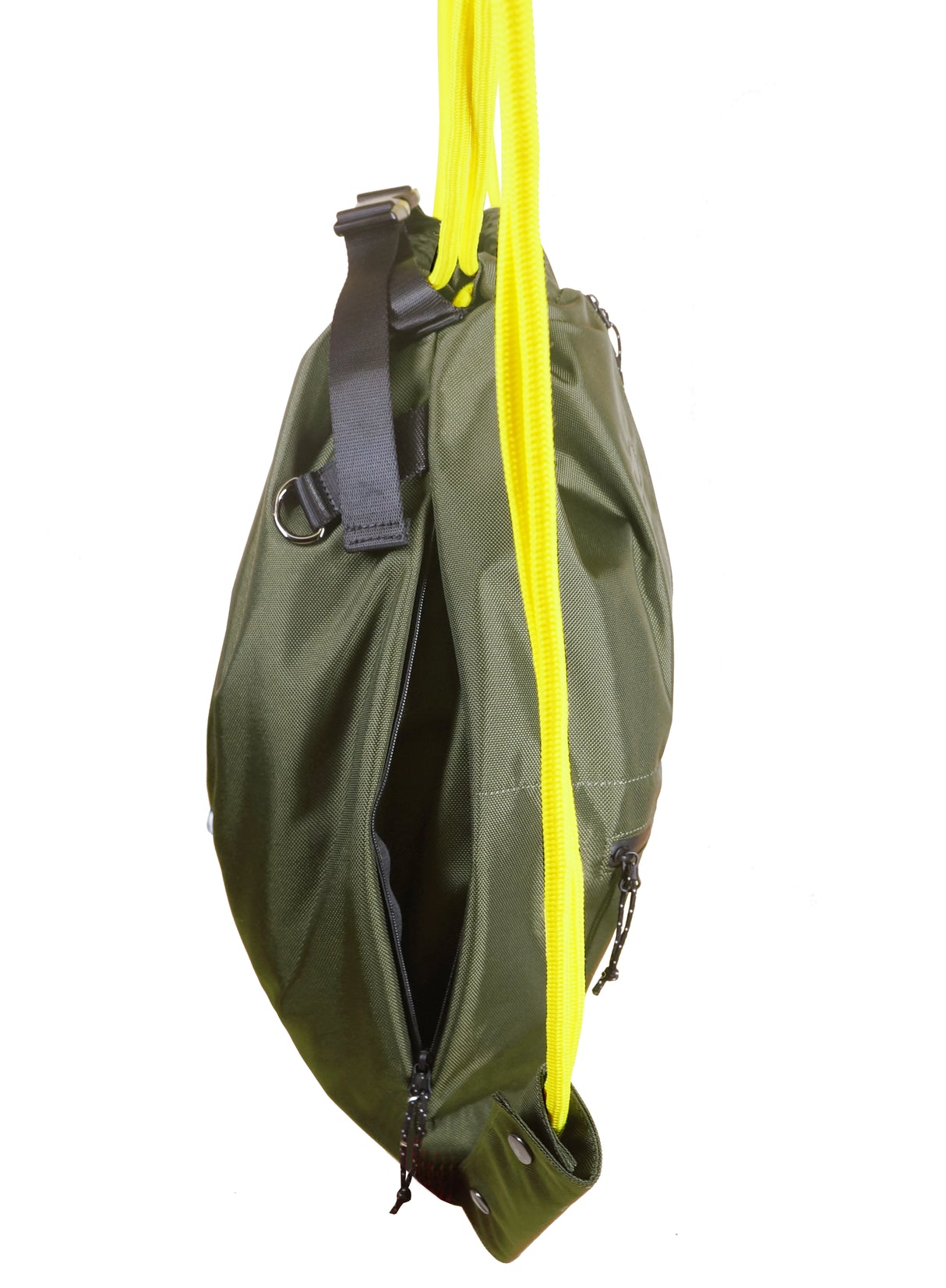 <A 000a001l02> LARGE SIZE Premium drawstring backpack (Green/Yellow)