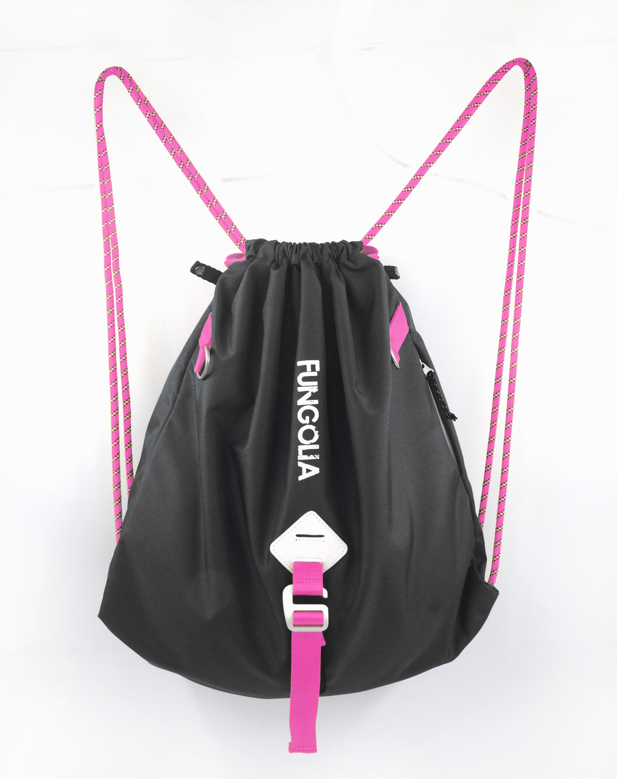 <A 000a55> Fungolia Premium drawstring backpack (Black/Pink)