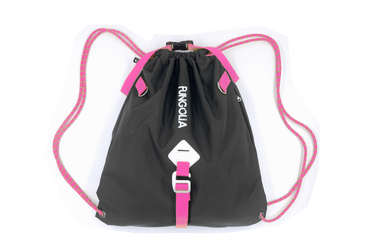 <A 000a55> Fungolia Premium drawstring backpack (Black/Pink)