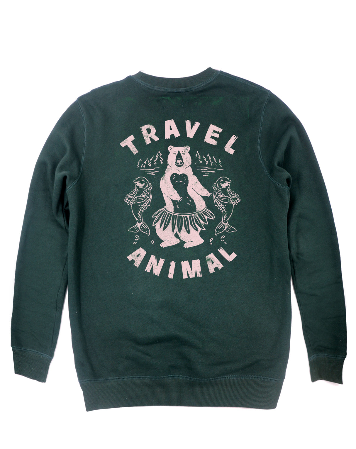 <A 001a98> Fungolia Fleece Crew neck Sweatshirt - TA Bear (Forest Green)
