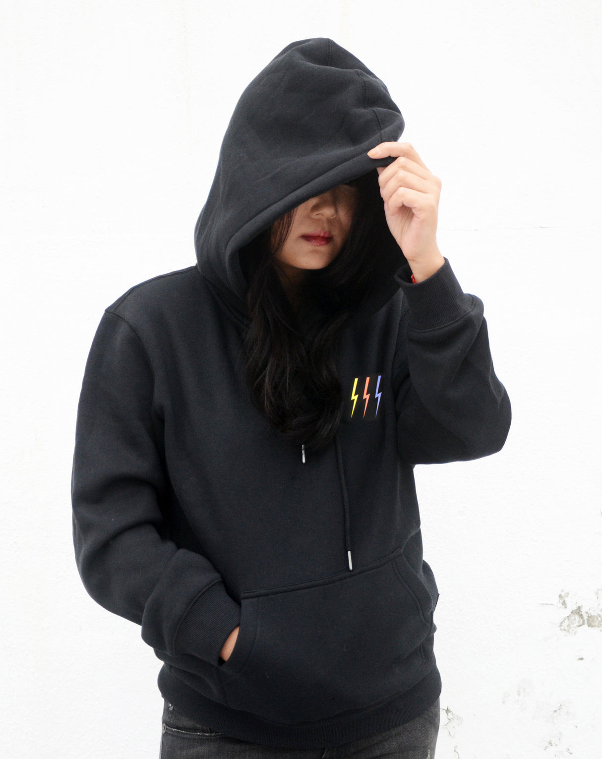 <ab 14b>Fungolia fleece Hoodie - Thunderbolt (Black)