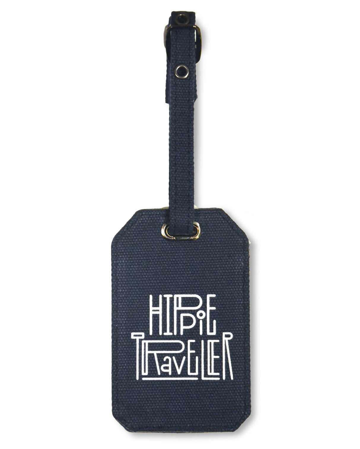 <Ah7> Fungolia Canvas Luggage Tag - Hippie Traveler (Navy Blue)