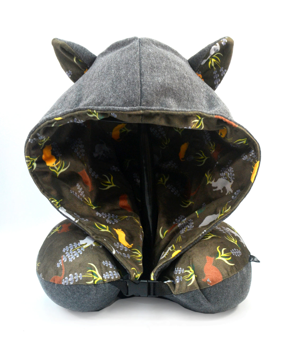 <A 000a53>"Cats & Lavender" Memory Foam Travel Hoodie Pillow