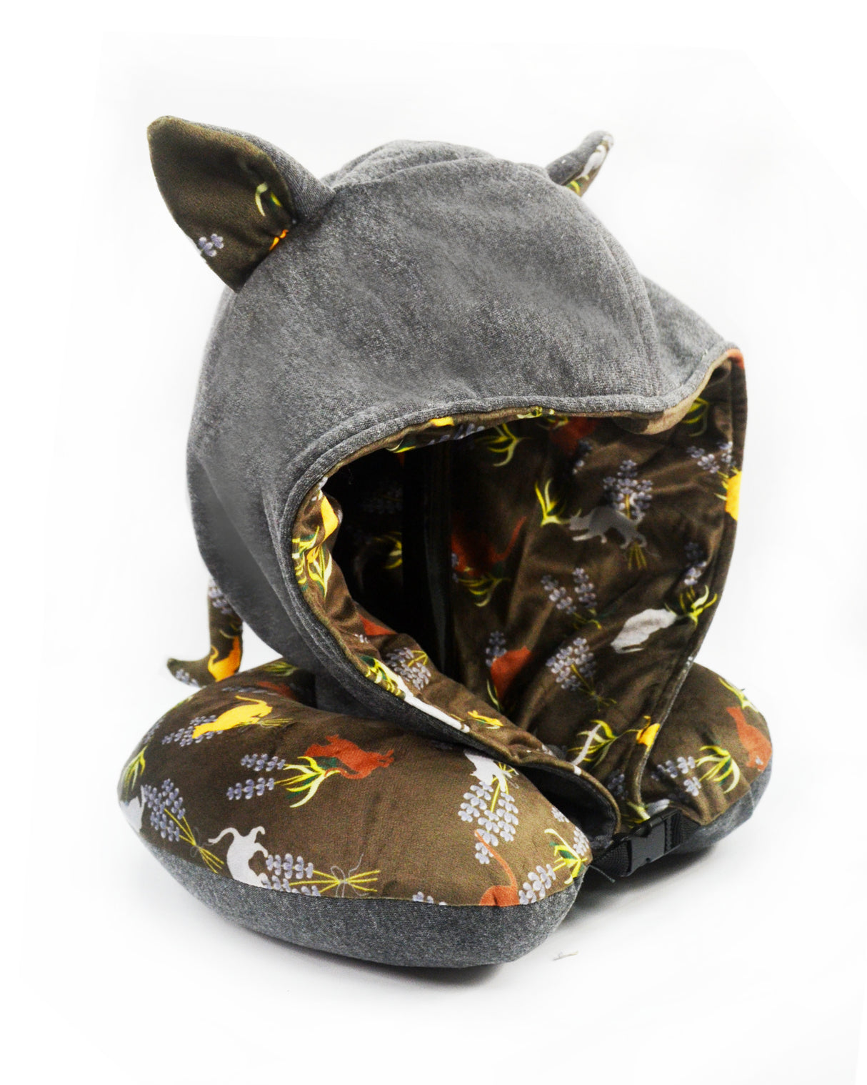 <A 000a53>"Cats & Lavender" Memory Foam Travel Hoodie Pillow