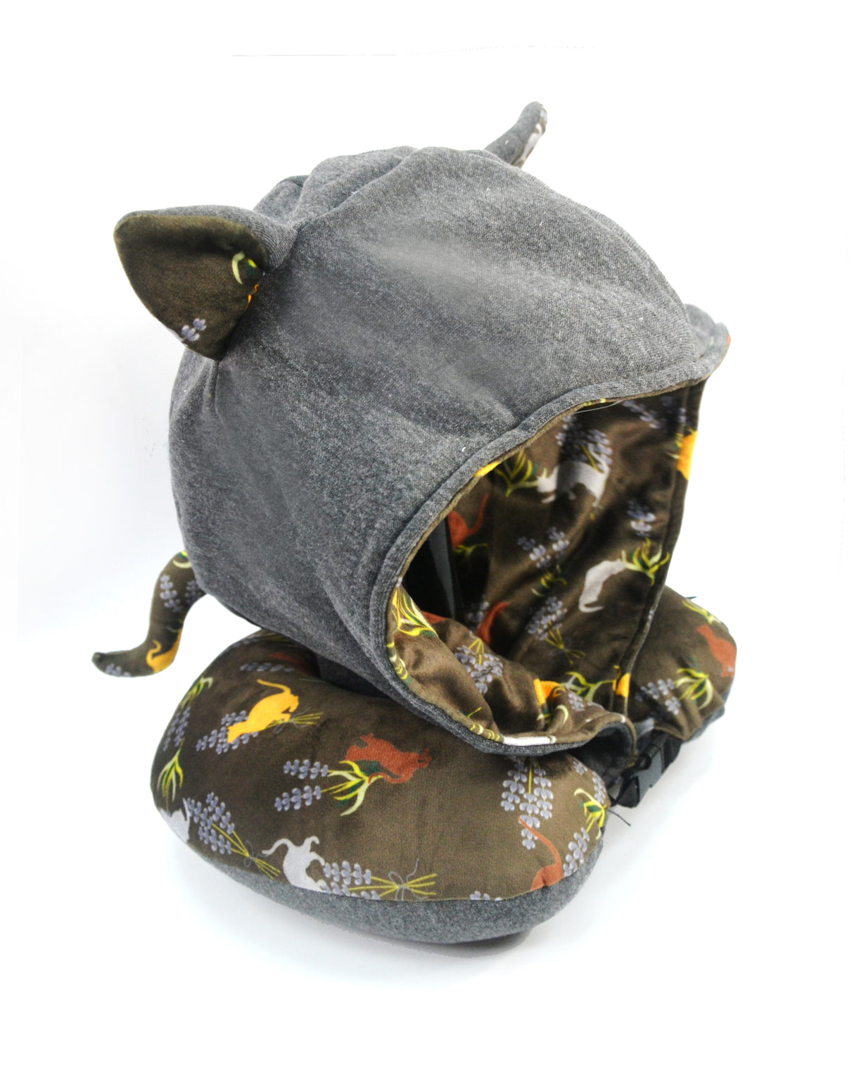 <A 000a53>"Cats & Lavender" Memory Foam Travel Hoodie Pillow