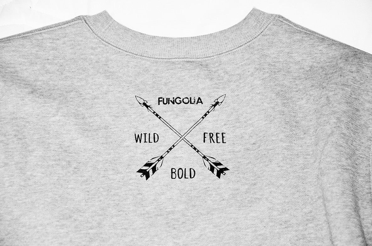 <Ab 003> Fungolia Fleece Sweatshirt - Feathers (Grey)