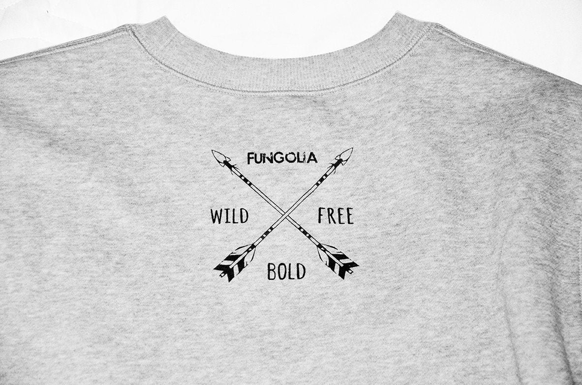 <A 001a96> Fungolia Fleece Crew neck Sweatshirt - Feathers 2017 (Grey)