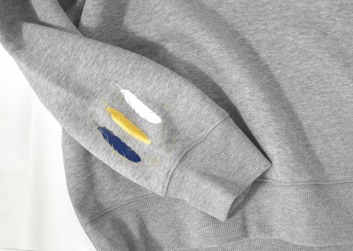 <Ab 003> Fungolia Fleece Sweatshirt - Feathers (Grey)