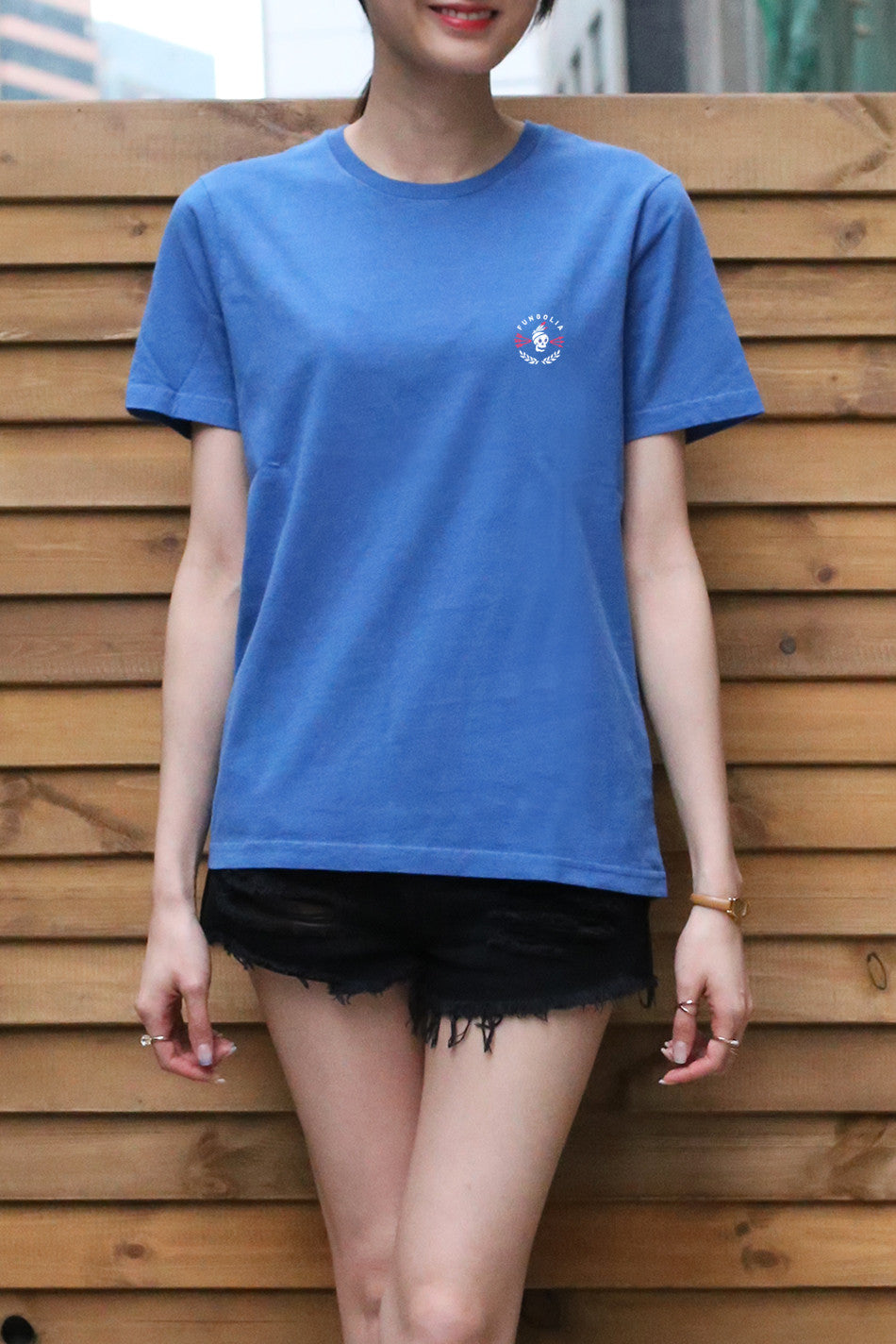 <A 095> Skull Travel Animal - Garment Dyed Blue