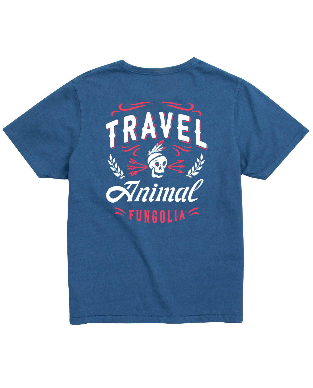 <A 095> Skull Travel Animal - Garment Dyed Blue
