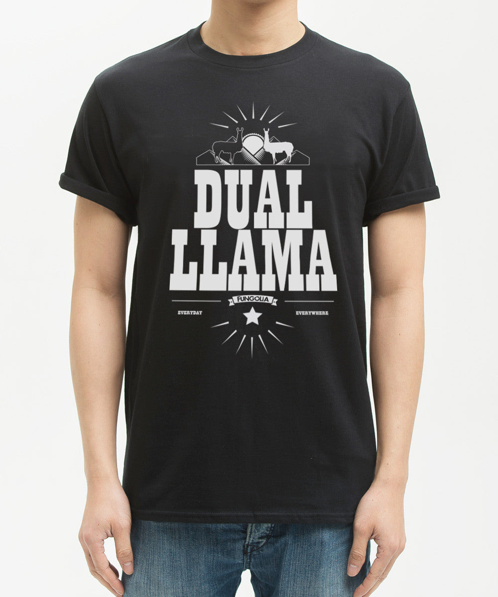<T0028> Dual Llama Tee (Black)