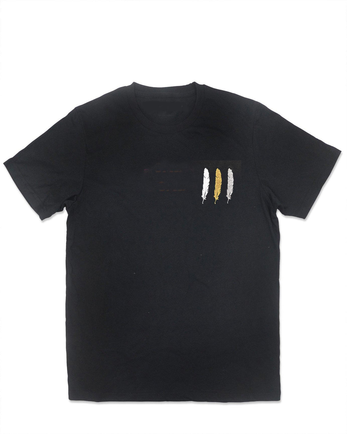 <A 001a03> Fungolia Feather Embroidery Tee (Black)