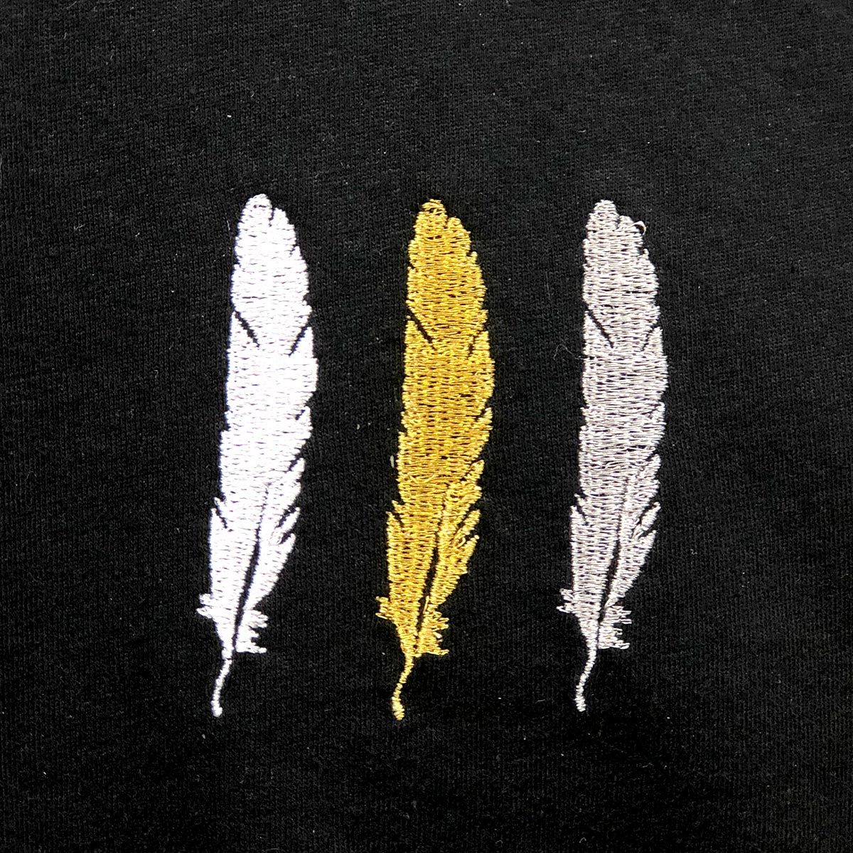 <A 001a03> Fungolia Feather Embroidery Tee (Black)