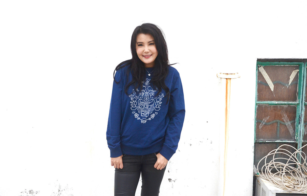 <Ab 12> Fungolia Classic sweatshirt - French Bulldog (Navy)