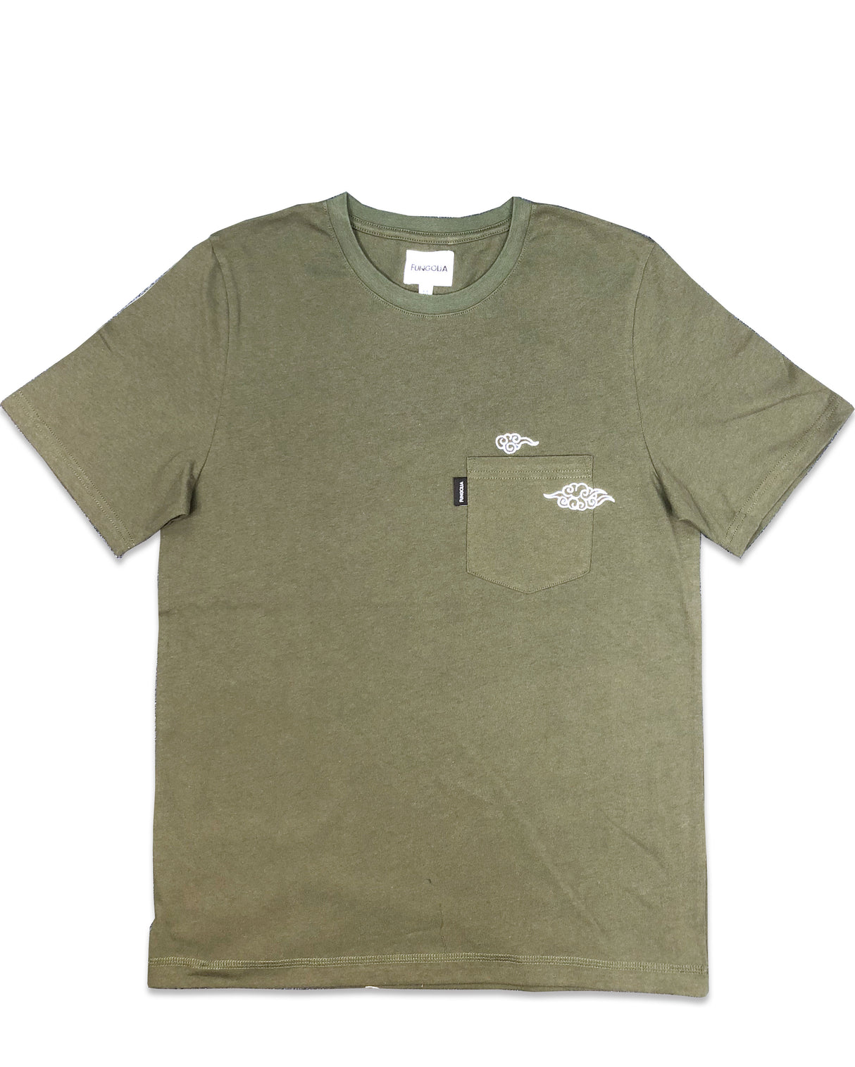 <A 000a40> Cloud Embroidery Pocket Tee - (Army Green)