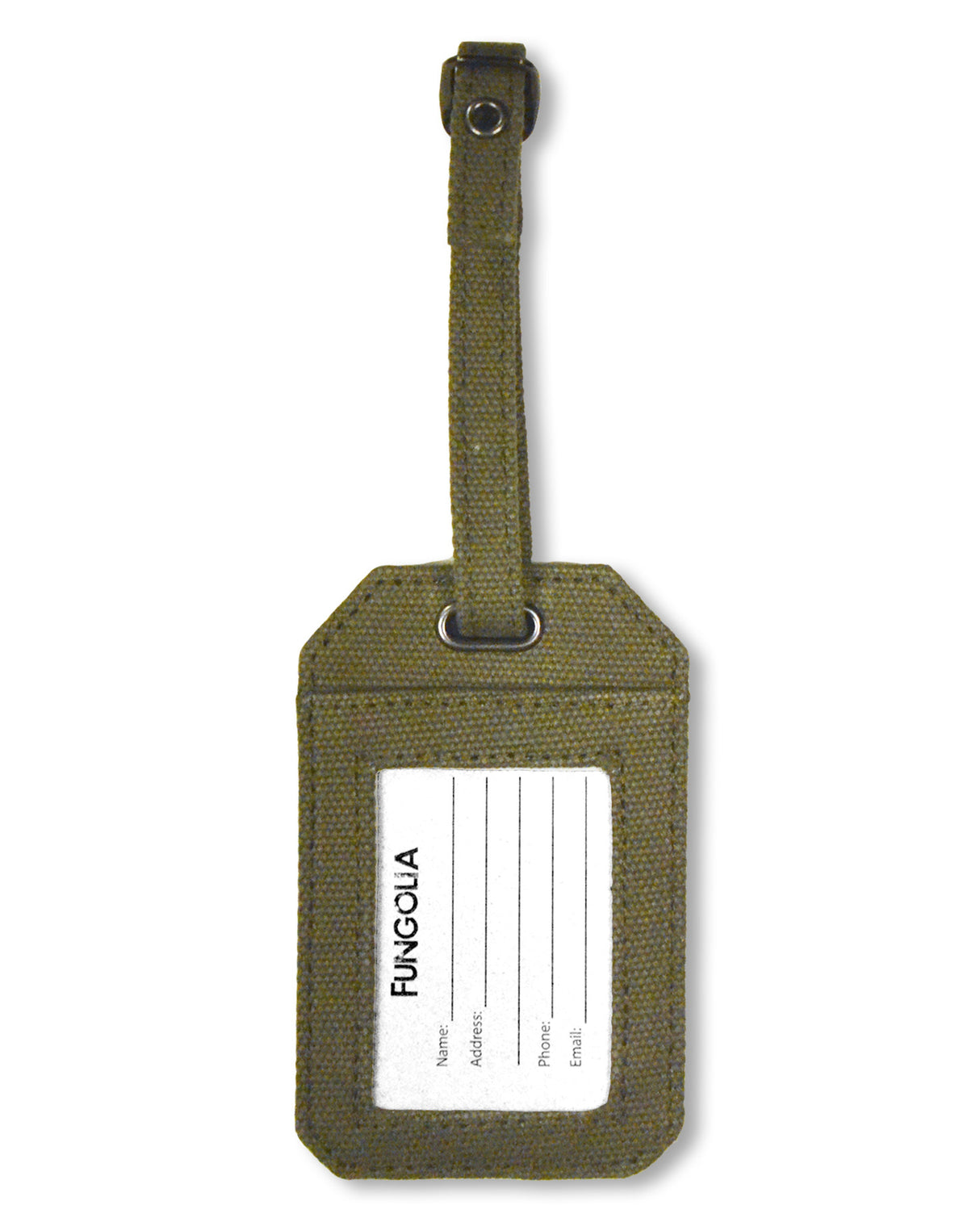 <Ah8> Fungolia Canvas Luggage Tag - Travel Guru (Army Green)