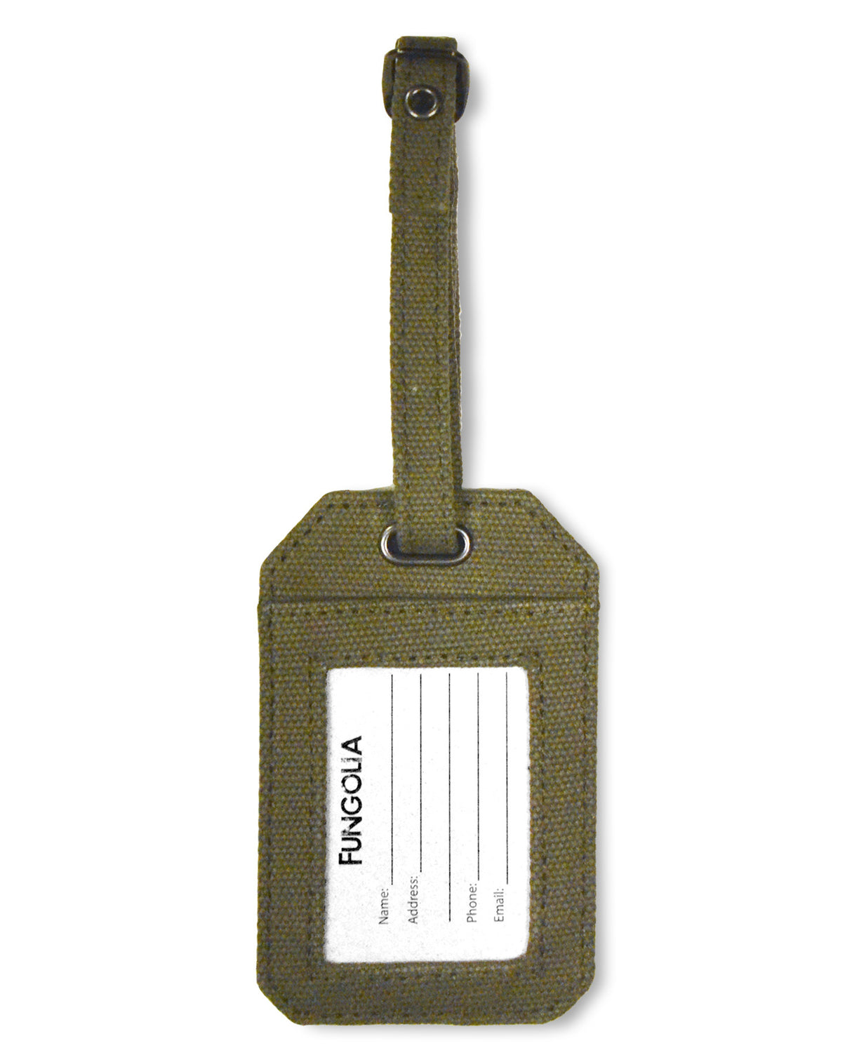 <Ah4> Fungolia Canvas Luggage Tag - Travel Animal (Army Green)