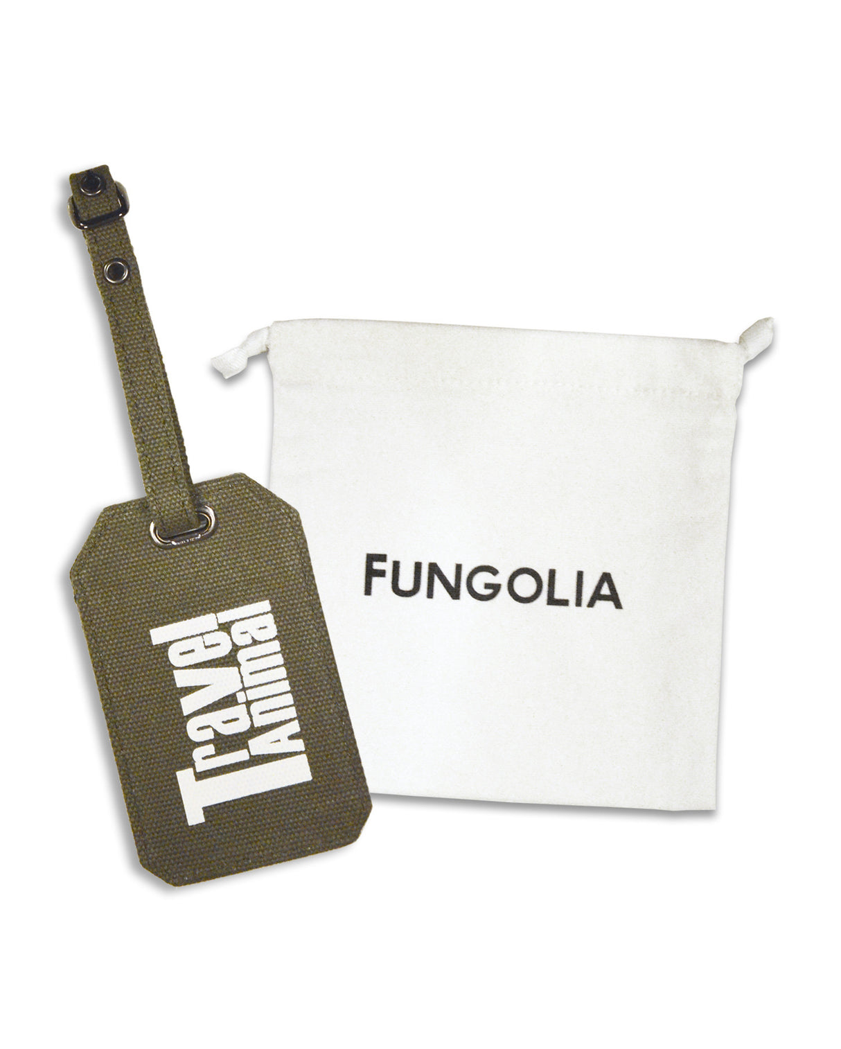 <Ah4> Fungolia Canvas Luggage Tag - Travel Animal (Army Green)
