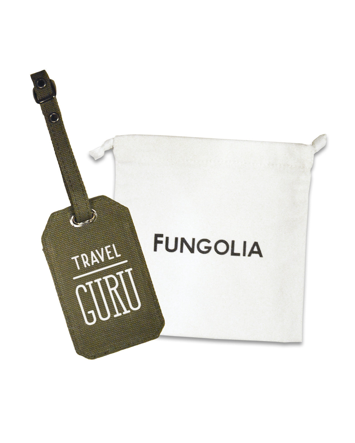 <Ah8> Fungolia Canvas Luggage Tag - Travel Guru (Army Green)