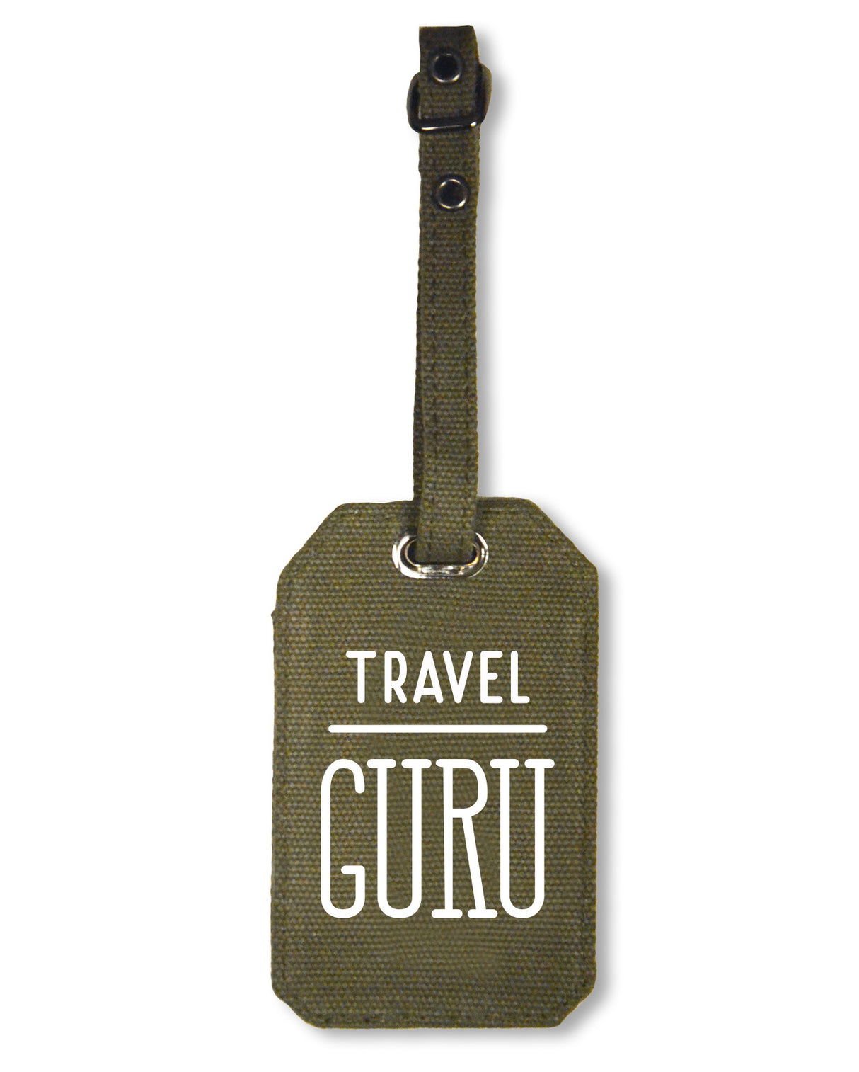 <Ah8> Fungolia Canvas Luggage Tag - Travel Guru (Army Green)