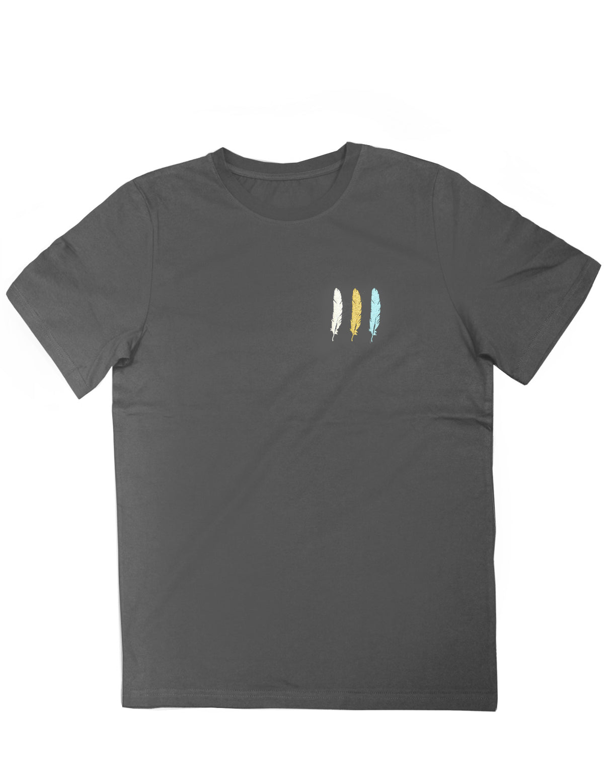 <A 001a01> Fungolia Feather Embroidery Tee (Grey)