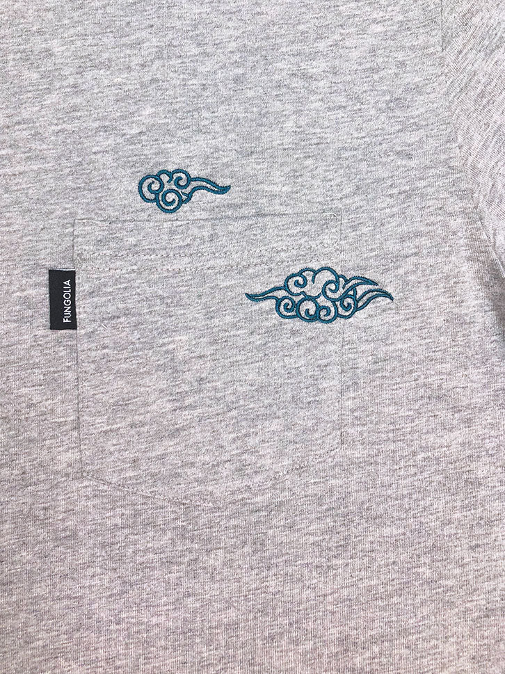 <A 000a41> Cloud Embroidery Pocket Tee - (Heather Grey)