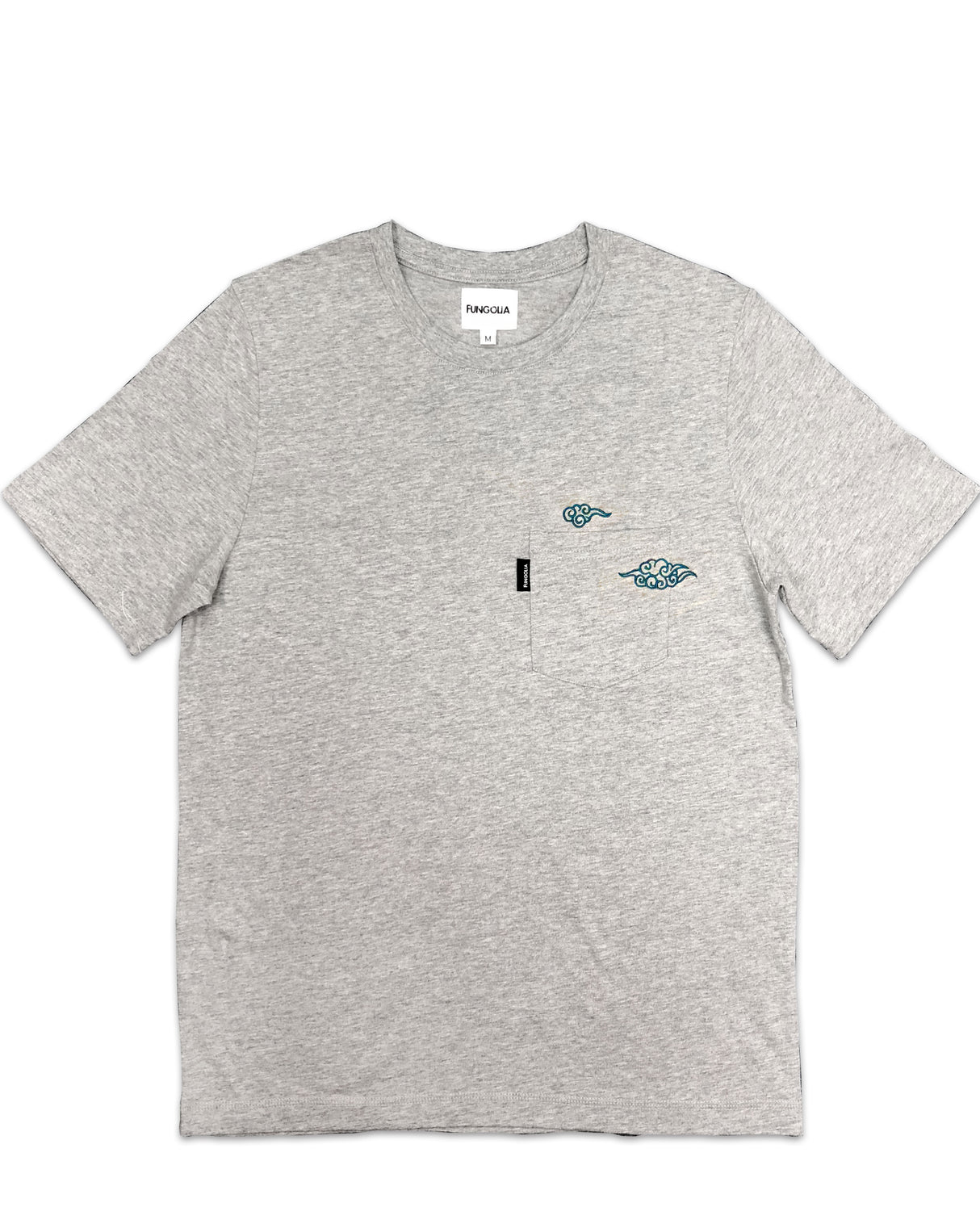 <A 000a41> Cloud Embroidery Pocket Tee - (Heather Grey)