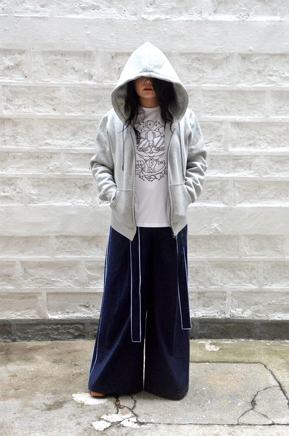 <Ab 25> Fungolia Fleece Zip Up Hoodie - Plain (Grey)