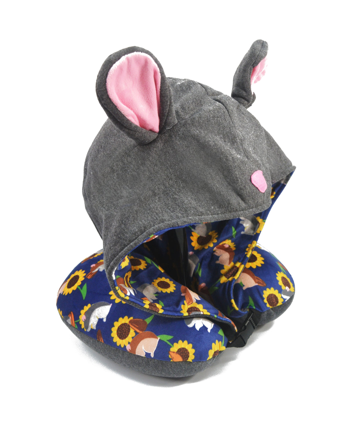<A 000a52>"Hamster & Sunflower" Memory Foam Travel Hoodie Pillow