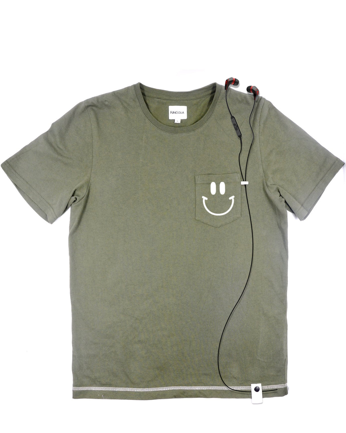<A 056>Muse Pocket Tee - Military Green (Smiley Face)