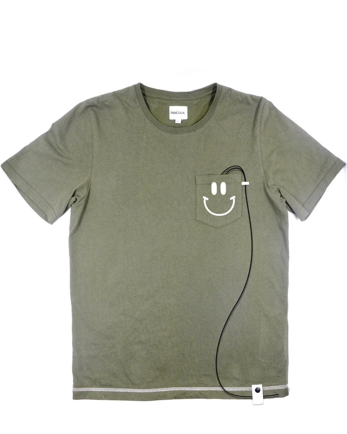 <A 056>Muse Pocket Tee - Military Green (Smiley Face)