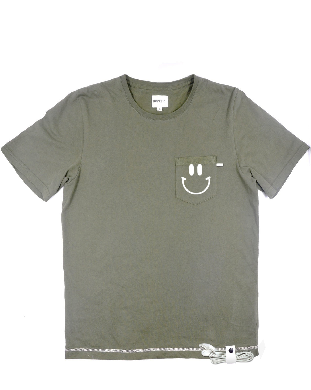 <A 056>Muse Pocket Tee - Military Green (Smiley Face)