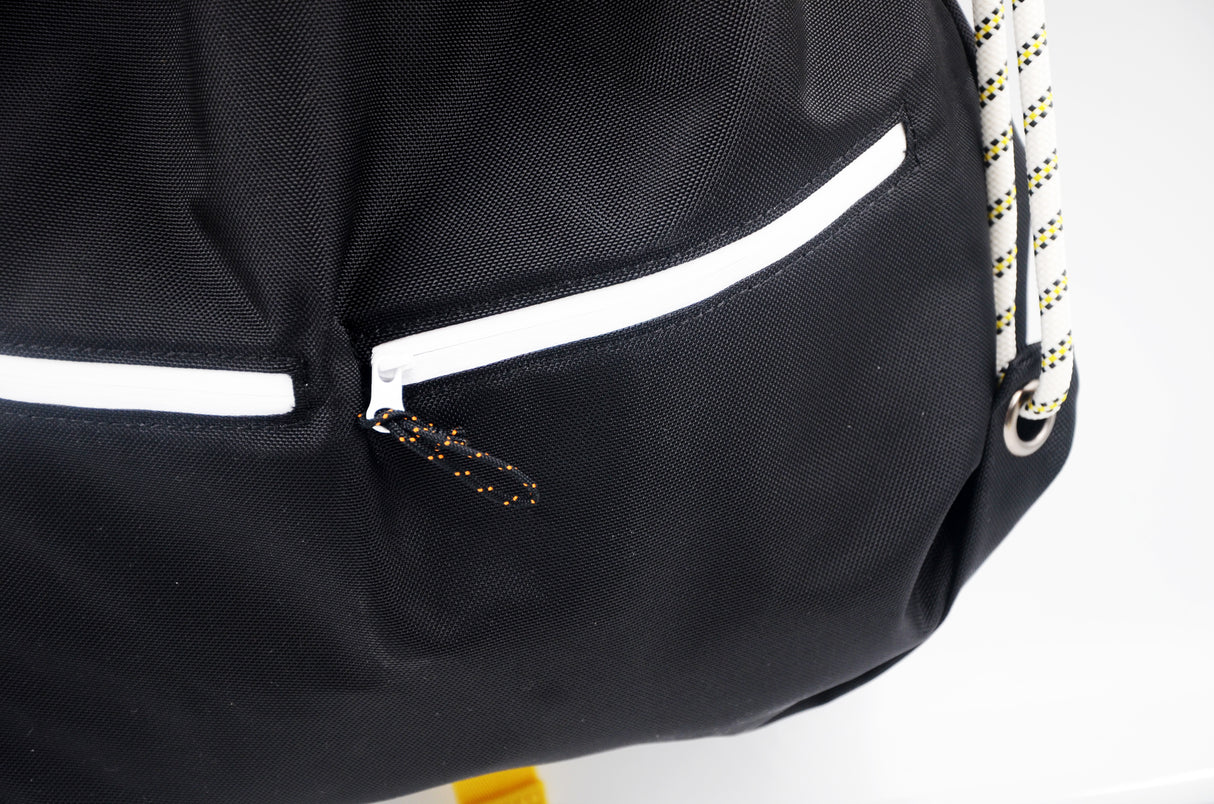 <A 001b1> Fungolia Premium drawstring backpack (Black/Yellow)