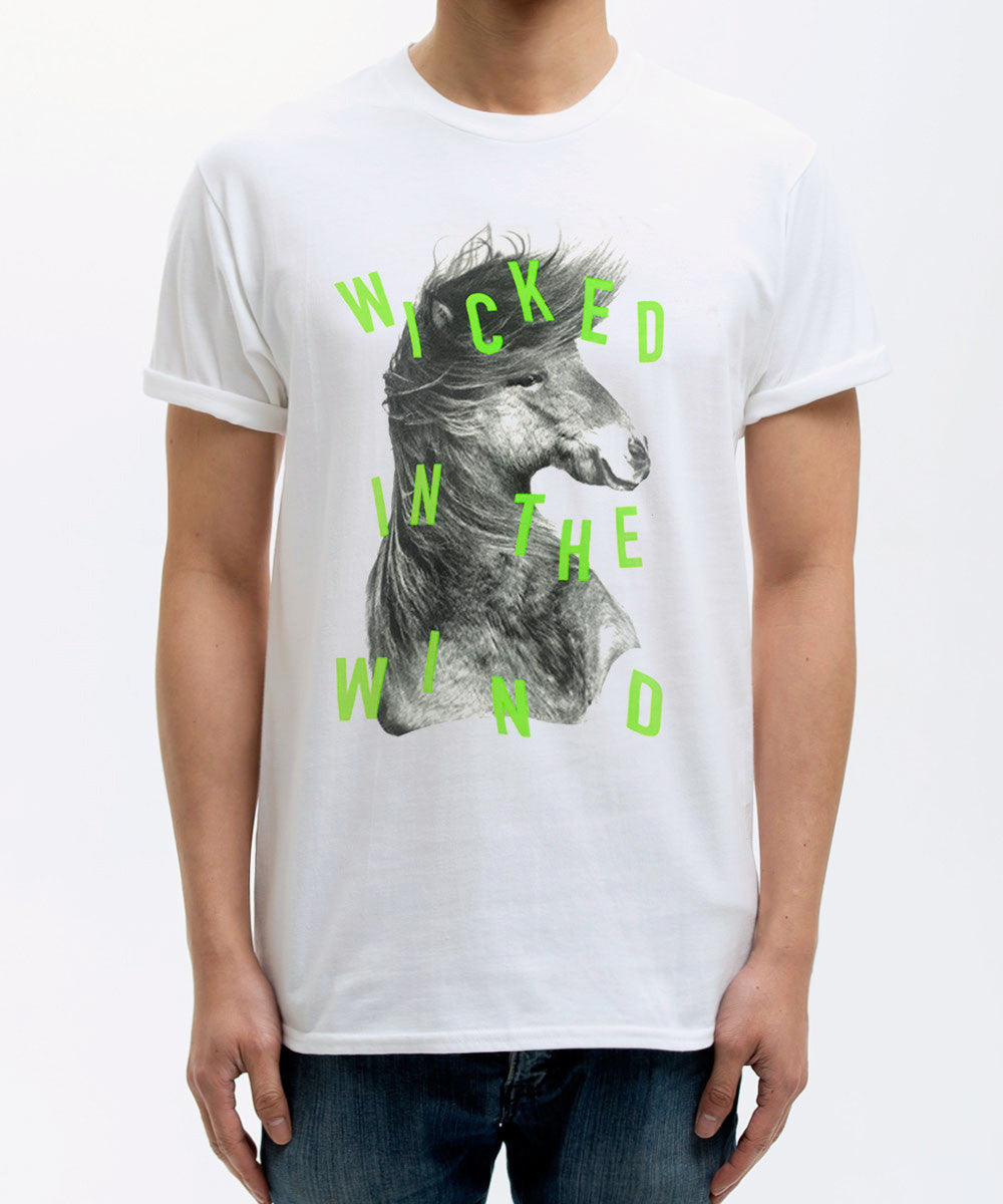 <Aa 004>Wicked horse in the wind Tee - White