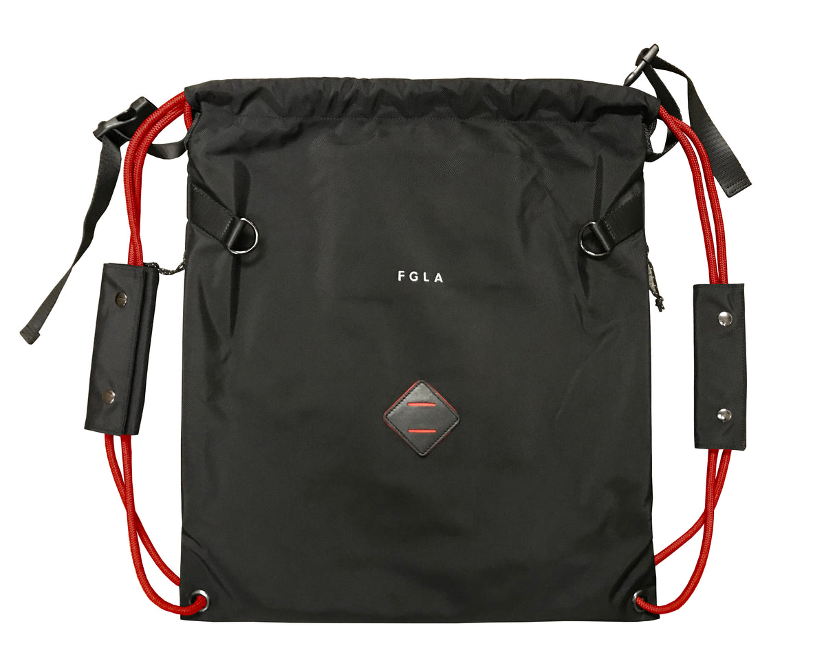 <A 000a001l03> LARGE SIZE Premium drawstring backpack (Black/Red)
