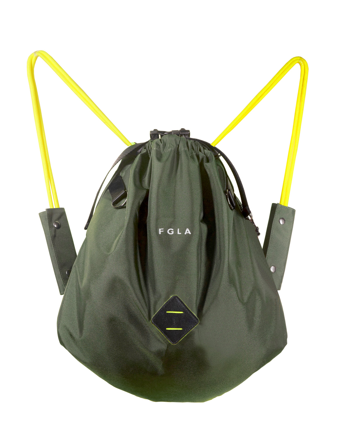 <A 000a001l02> LARGE SIZE Premium drawstring backpack (Green/Yellow)