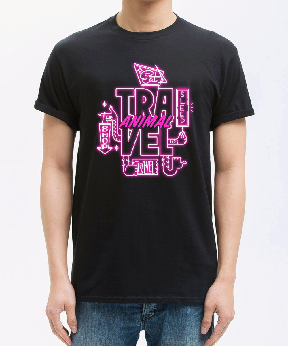 <Q001>Travel Animal x Seven Miles Tee (black)