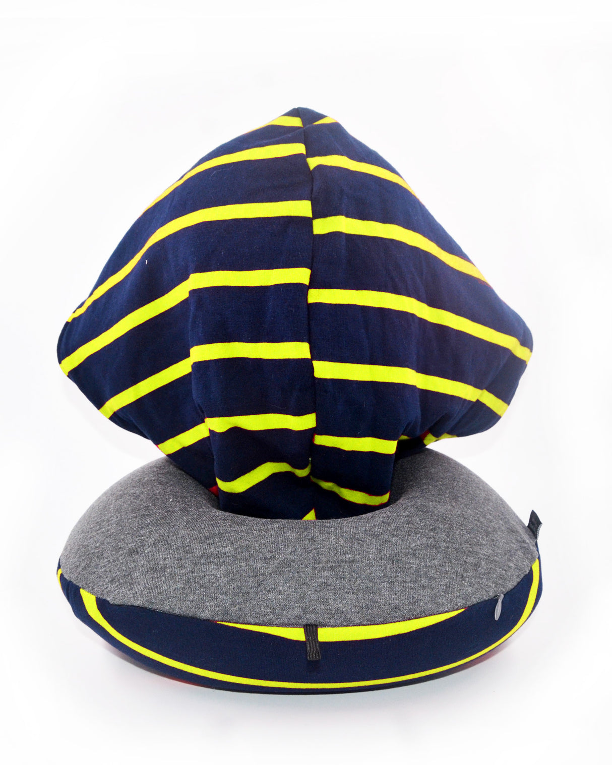 <A 002f>Stripe Hoodie Pillow - Navy/Yellow Stripe