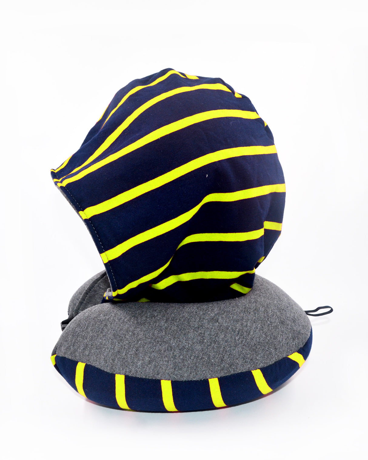 <A 002f>Stripe Hoodie Pillow - Navy/Yellow Stripe