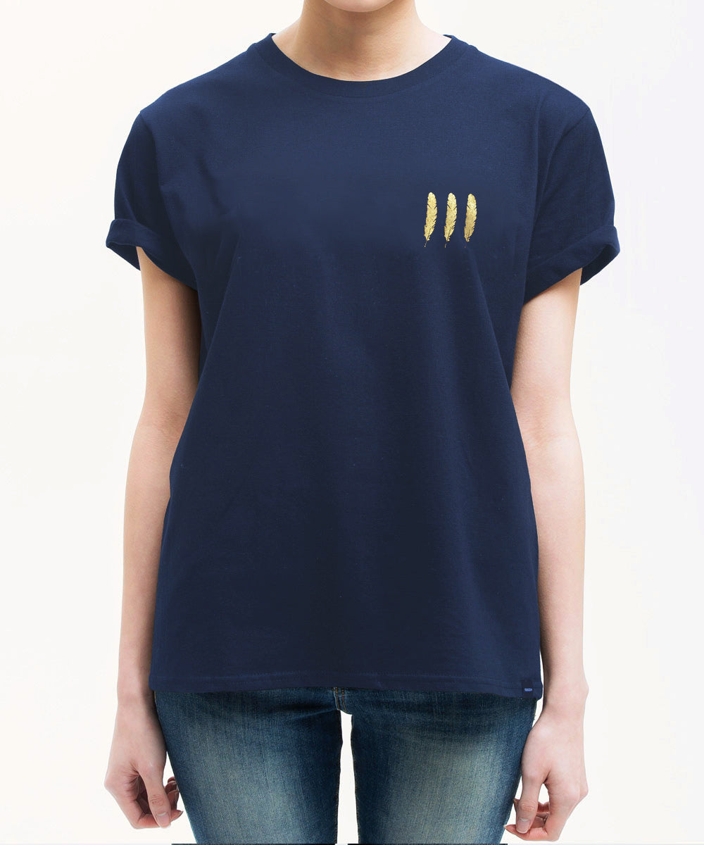 <A 073>Fungolia 2nd Anniversary Special Edition Gold Feather Tee (Navy)